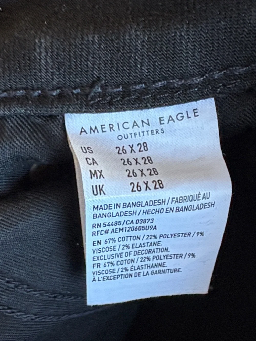 3 Pair Bundle AE Men’s Jeans Bundle 26x28 Gray, Black and Blue Slim